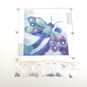 Completed Dragonfly Diamond Painting 30x30cm Mosaic Wall Art Ready Frame Whimsy